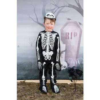 Great Pretenders GID Skeleton Shirt, Pants & Mask Size 3-4