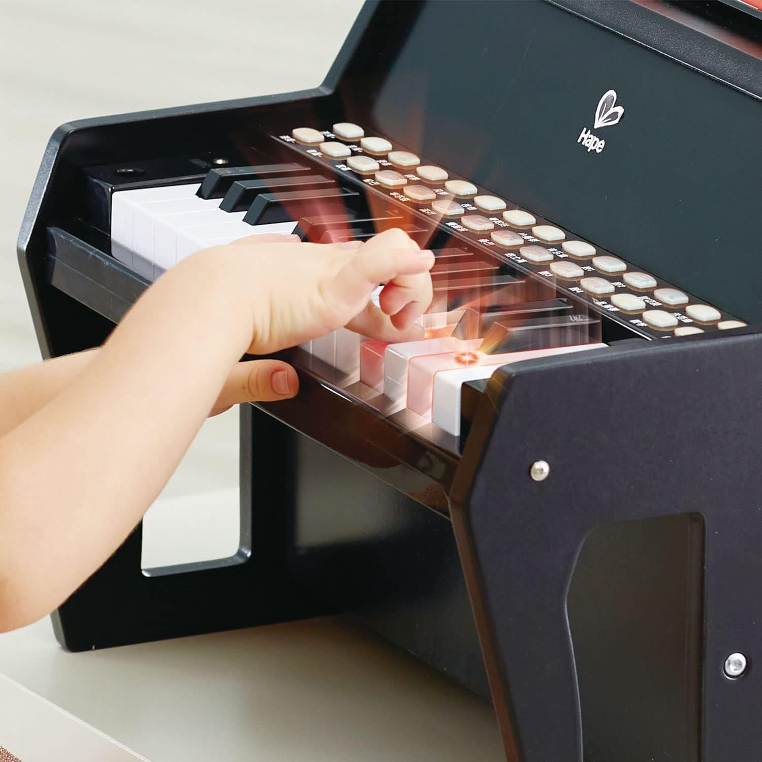 Hape Toys Hape Learn with Lights Black Piano & Stool