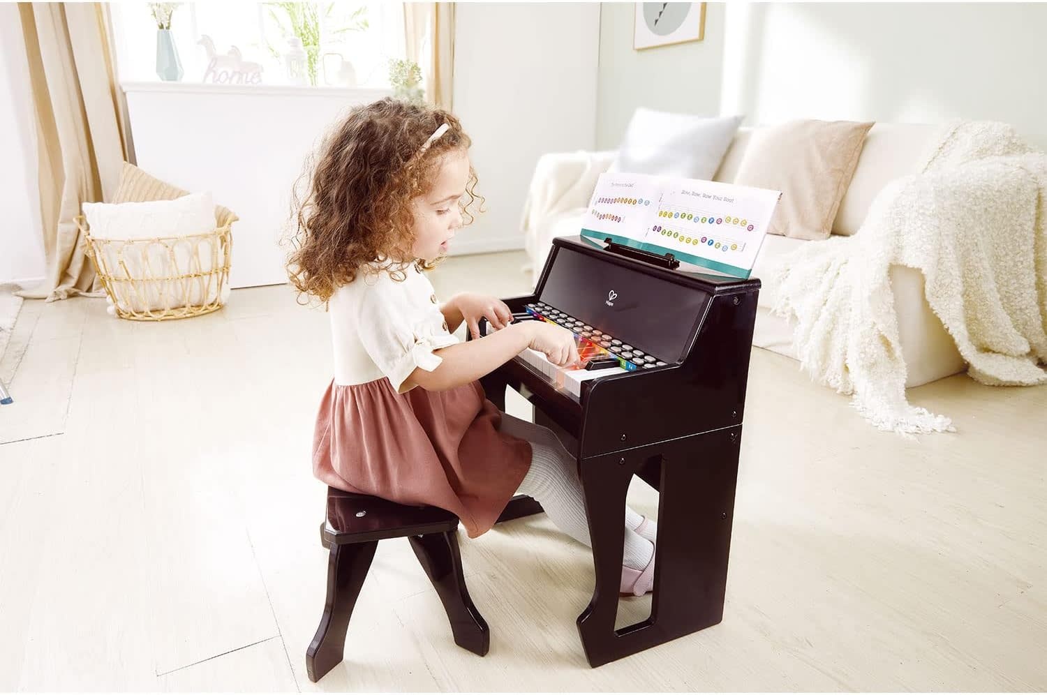 Hape Toys Hape Learn with Lights Black Piano & Stool