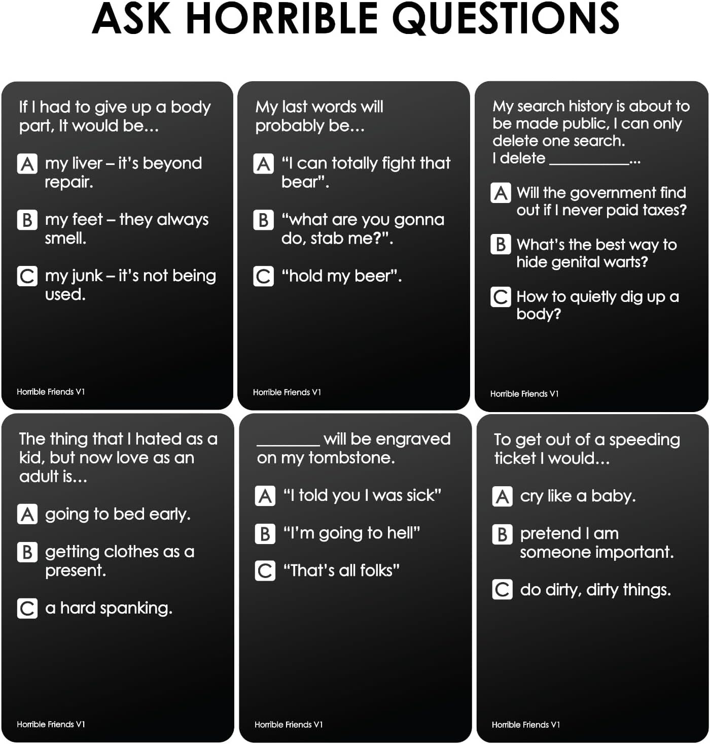 Horrible Friends Party Game