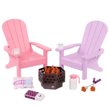 Our Generation Doll Accessories: Adirondack Chairs with Fire Pit Set