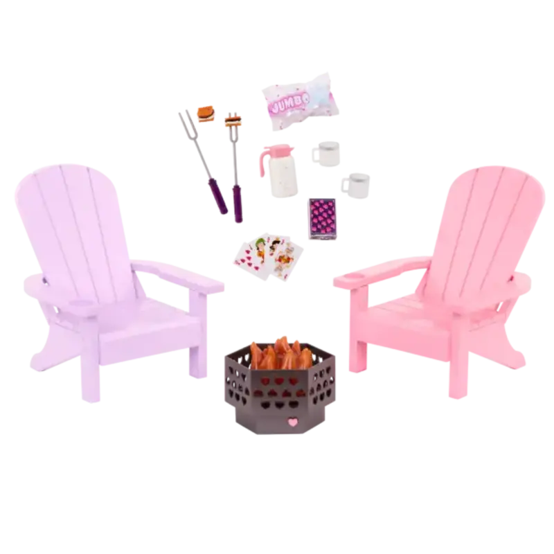 Our Generation Doll Accessories: Adirondack Chairs with Fire Pit Set