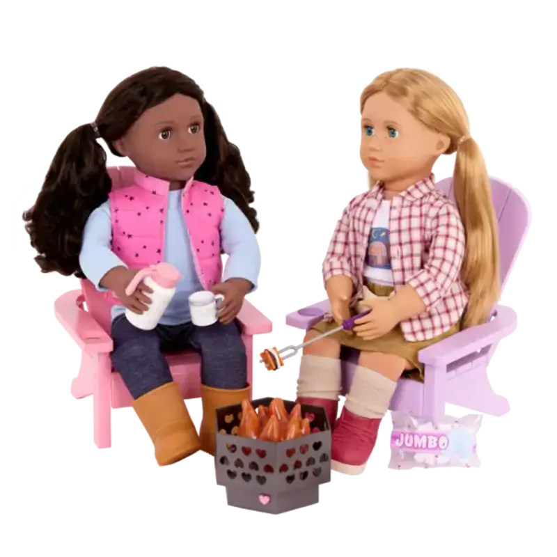 Our Generation Doll Accessories: Adirondack Chairs with Fire Pit Set
