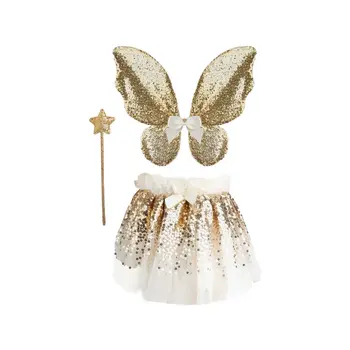 Great Pretenders Gracious Gold Sequins Skirt, Wings & Wand Size 4-6