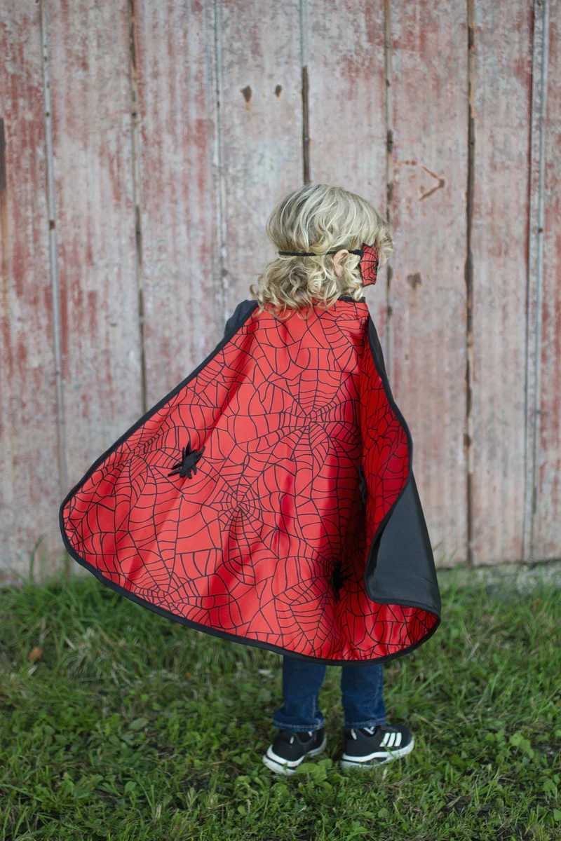 Great Pretenders Reversible Spider, Bat Cape & Mask Size 3-4