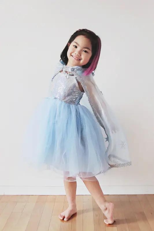 Great Pretenders Snow Queen Cape Blue/ Silver Size 3-4