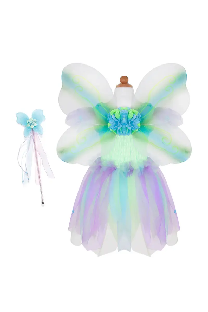 Great Pretenders Butterfly Dress & Wings with Wand Size 5-6 Green