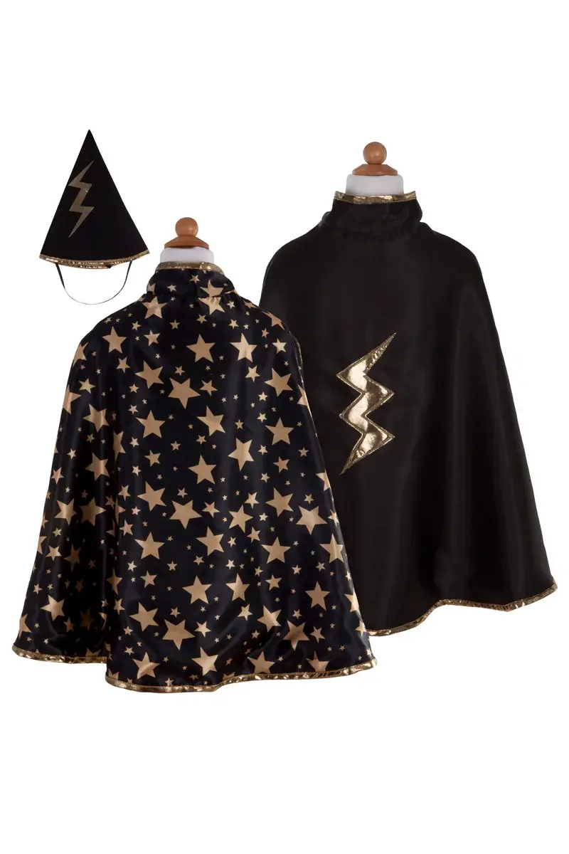 Great Pretenders Reversible Wizard Cape & Hat Size 4-6