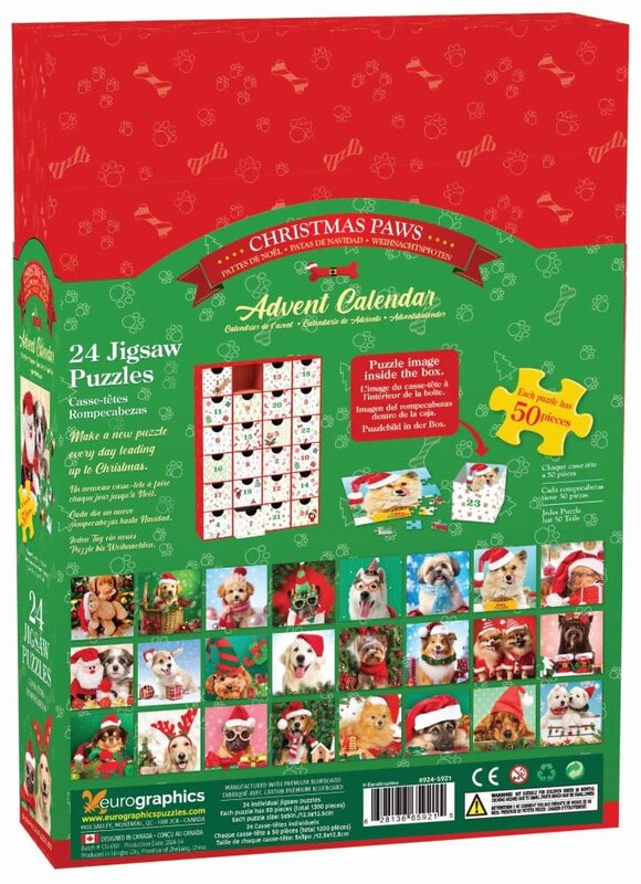 Eurographic Puzzle Advent Calendar 24 Christmas Paws