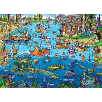 Cobble Hill Puzzles Cobble Hill Puzzle 1000pc Doodle Town Gone Fishing
