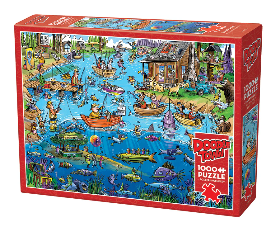 Cobble Hill Puzzles Cobble Hill Puzzle 1000pc Doodle Town Gone Fishing