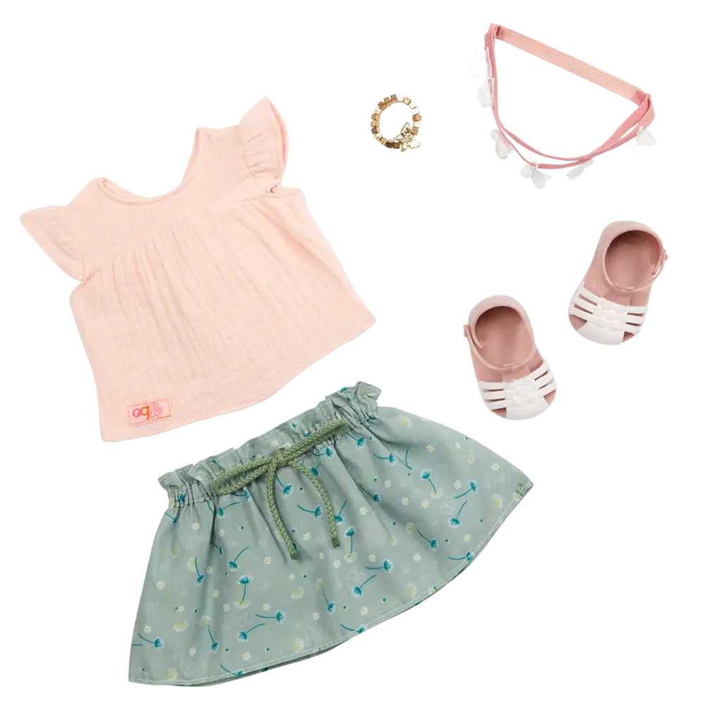 Our Generation Our Generation Doll Outfit: All Aflutter Outdoors Skirt and T-Shirt