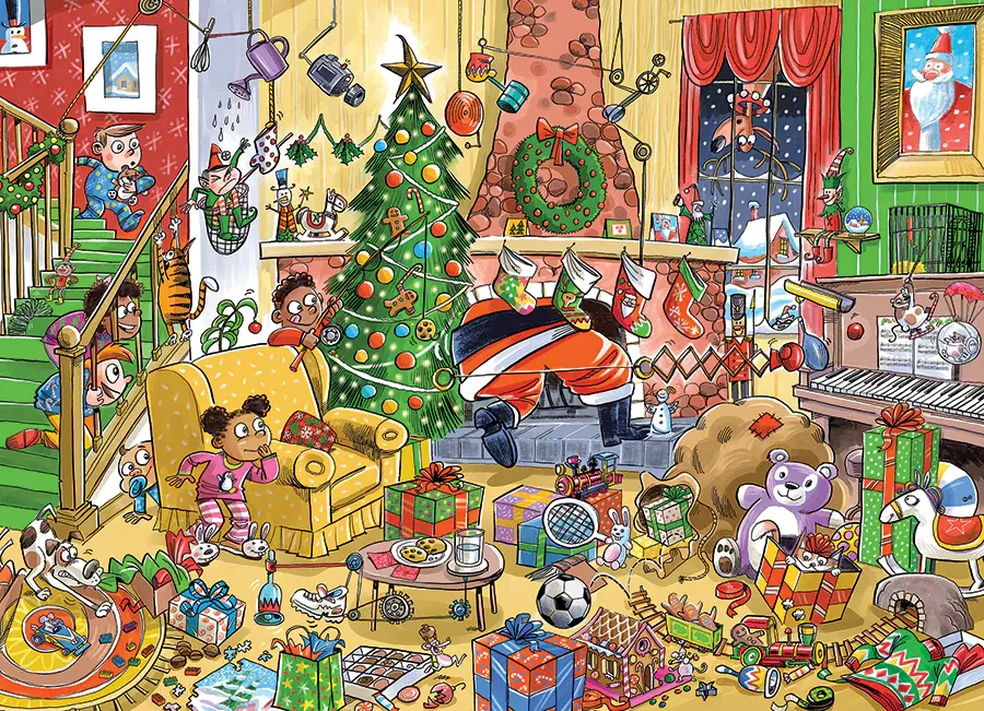 Cobble Hill Puzzles Cobble Hill Puzzle 1000pc Doodle Catching Santa