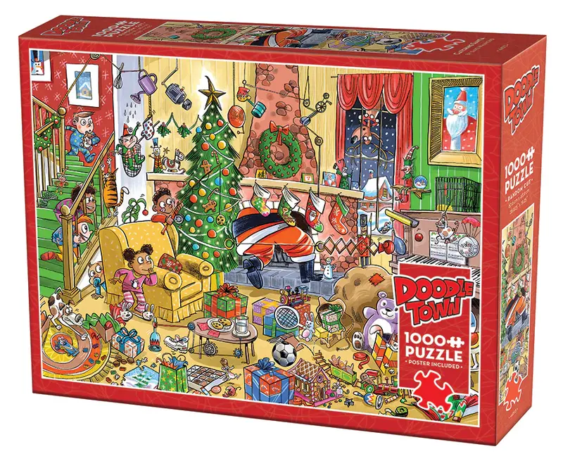 Cobble Hill Puzzles Cobble Hill Puzzle 1000pc Doodle Catching Santa