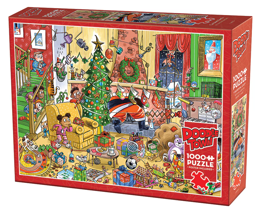 Cobble Hill Puzzles Cobble Hill Puzzle 1000pc Doodle Catching Santa