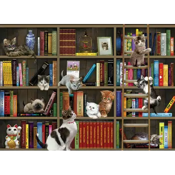 Cobble Hill Puzzles Cobble Hill Puzzle 1000pc Kitten Library