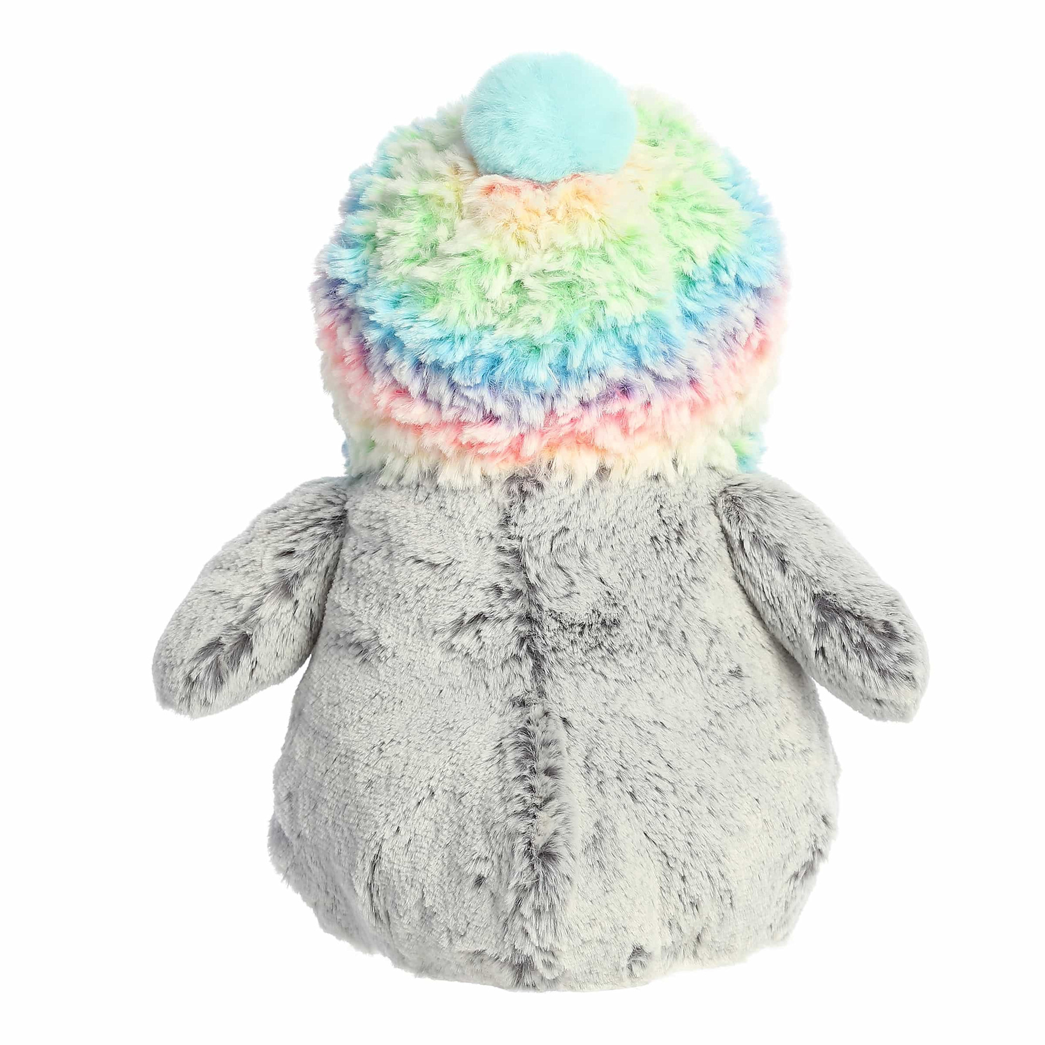 Aurora Plush PomPom Rainbow Beanie 9"