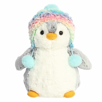 Aurora Plush PomPom Rainbow Beanie 9"
