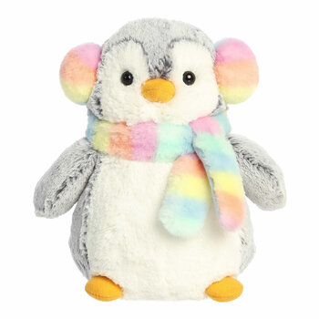 Aurora Plush PomPom Penguin Muffs & Scarf 9"