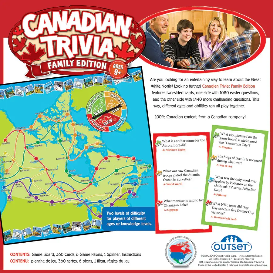 Outset Media Canadian Trivia Family Edition Game