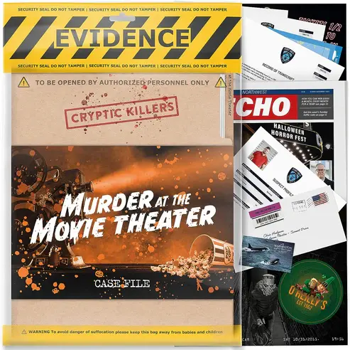 Gamewright Cryptic Killers Game Murder at the Movie Theater