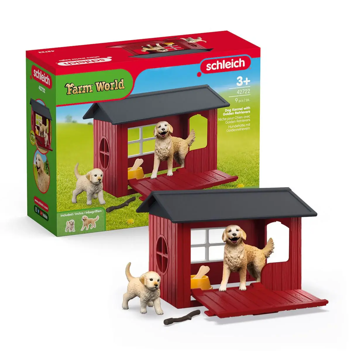 Schleich Schleich Farm World Dog Kennel with Golden Retrievers