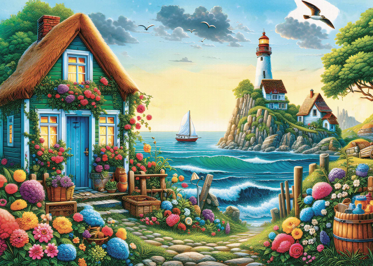 JaCaRou Puzzle 1000pc Blue House Bay