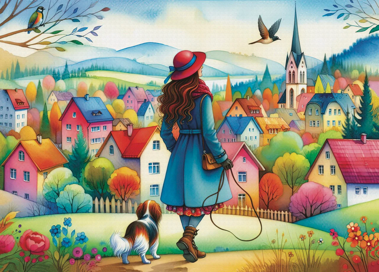 JaCaRou Puzzle 1000pc Dog Walking Bliss