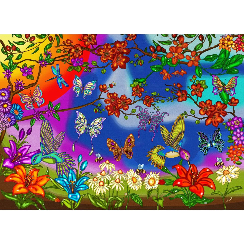 JaCaRou Puzzle 1000pc Butterflies & Hummingbirds