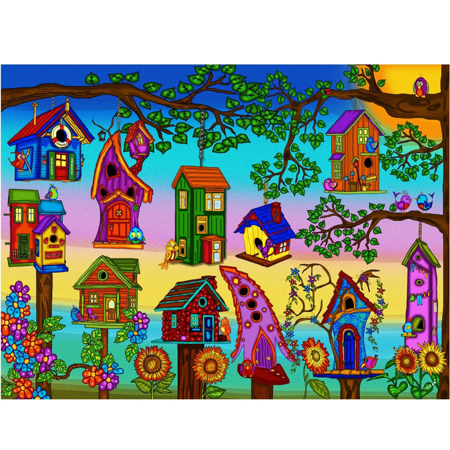 JaCaRou Puzzle 1000pc Bird Houses
