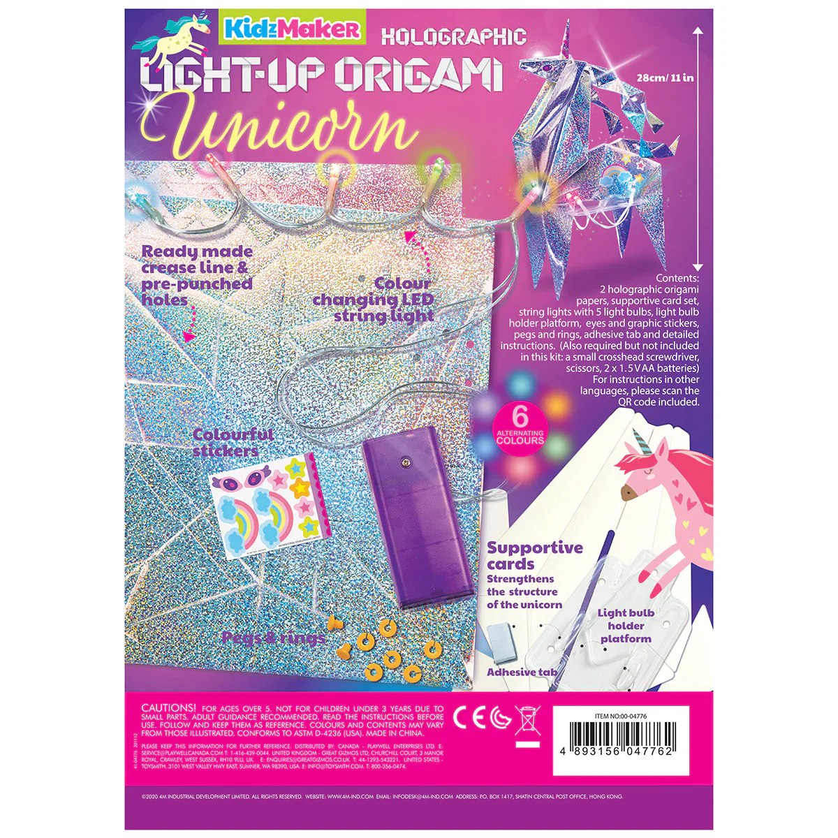 KidzMaker Holographic Light-Up Origami Unicorn