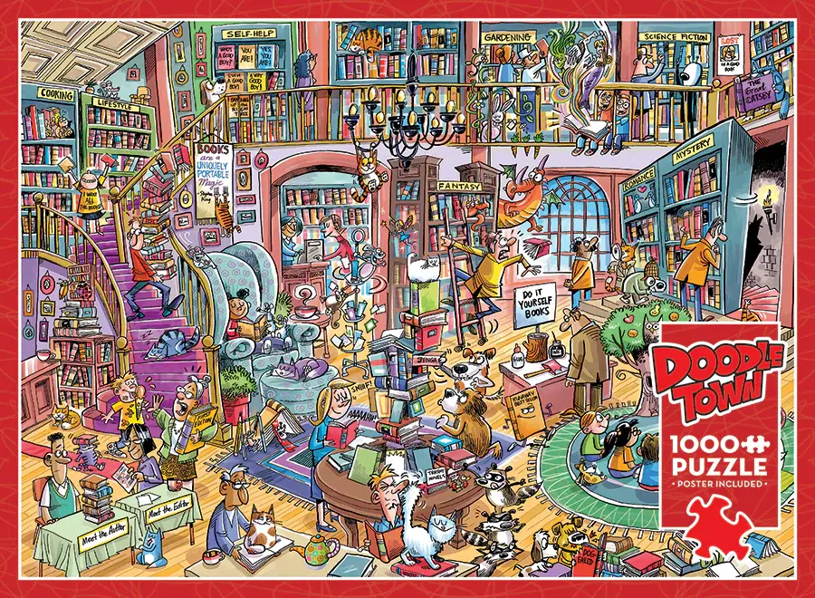 Cobble Hill Puzzles Cobble Hill Puzzle 1000pc Doodletown: Bookshop Bedlam