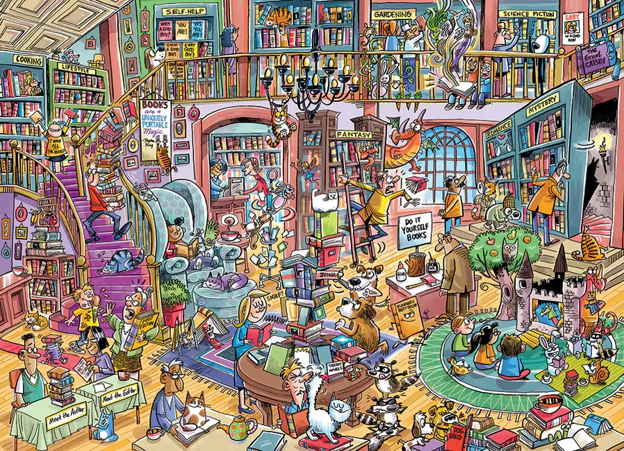 Cobble Hill Puzzles Cobble Hill Puzzle 1000pc Doodletown: Bookshop Bedlam
