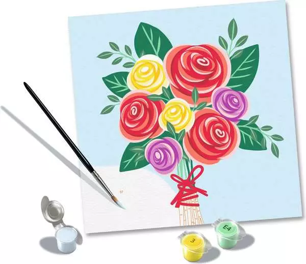 CreArt Adult 20 x 20cm Painting by Numbers Rose Bouquet