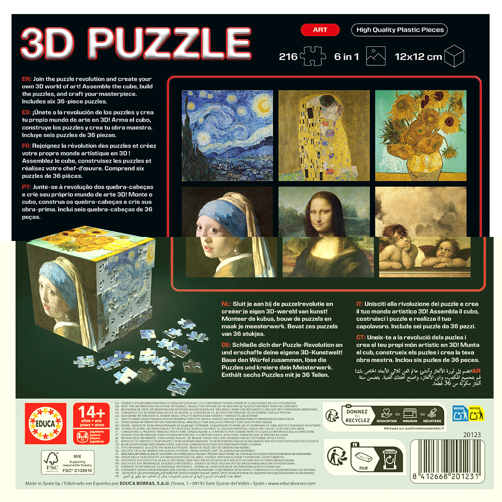 Educa 3D Puzzle Cube: Art