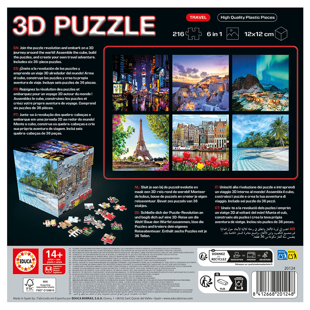 Educa 3D Puzzle Cube: Travel