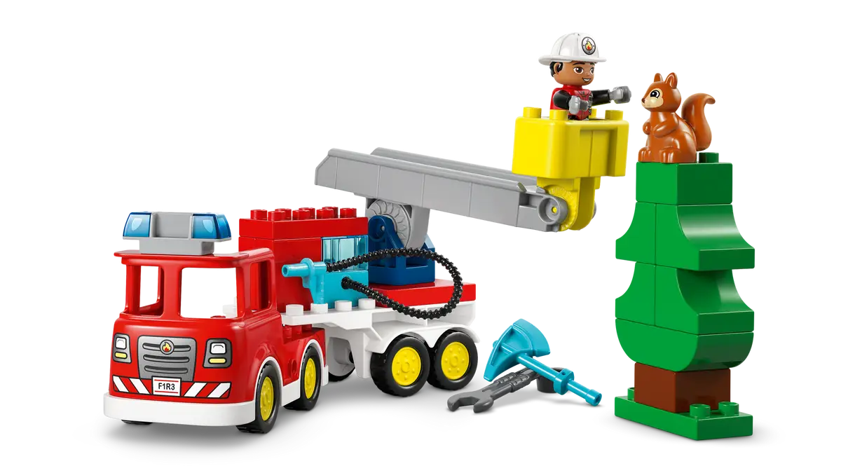 Lego Lego Duplo Fire Truck with Hose and Firefighter