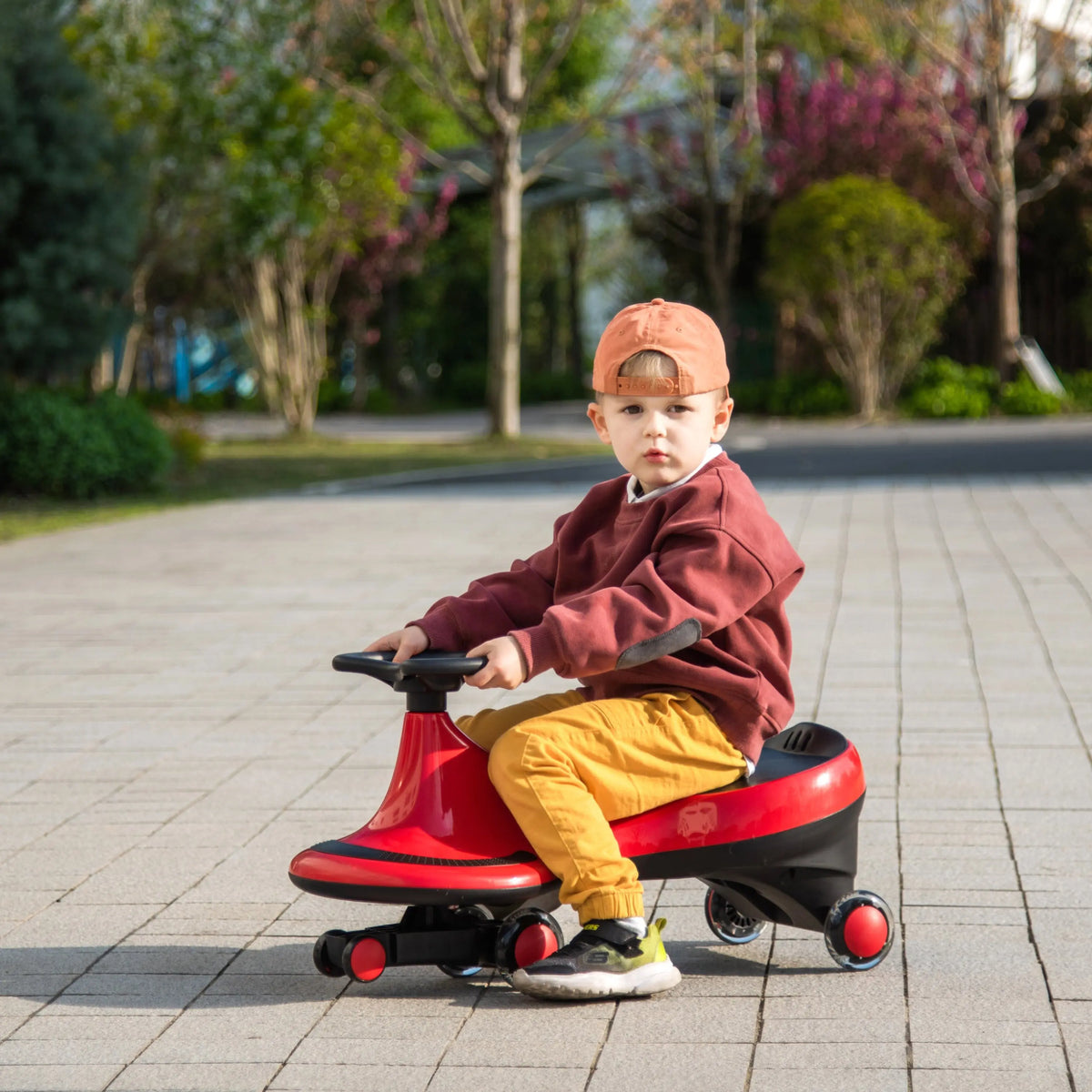 Swing Car with Flashing Wheels Red