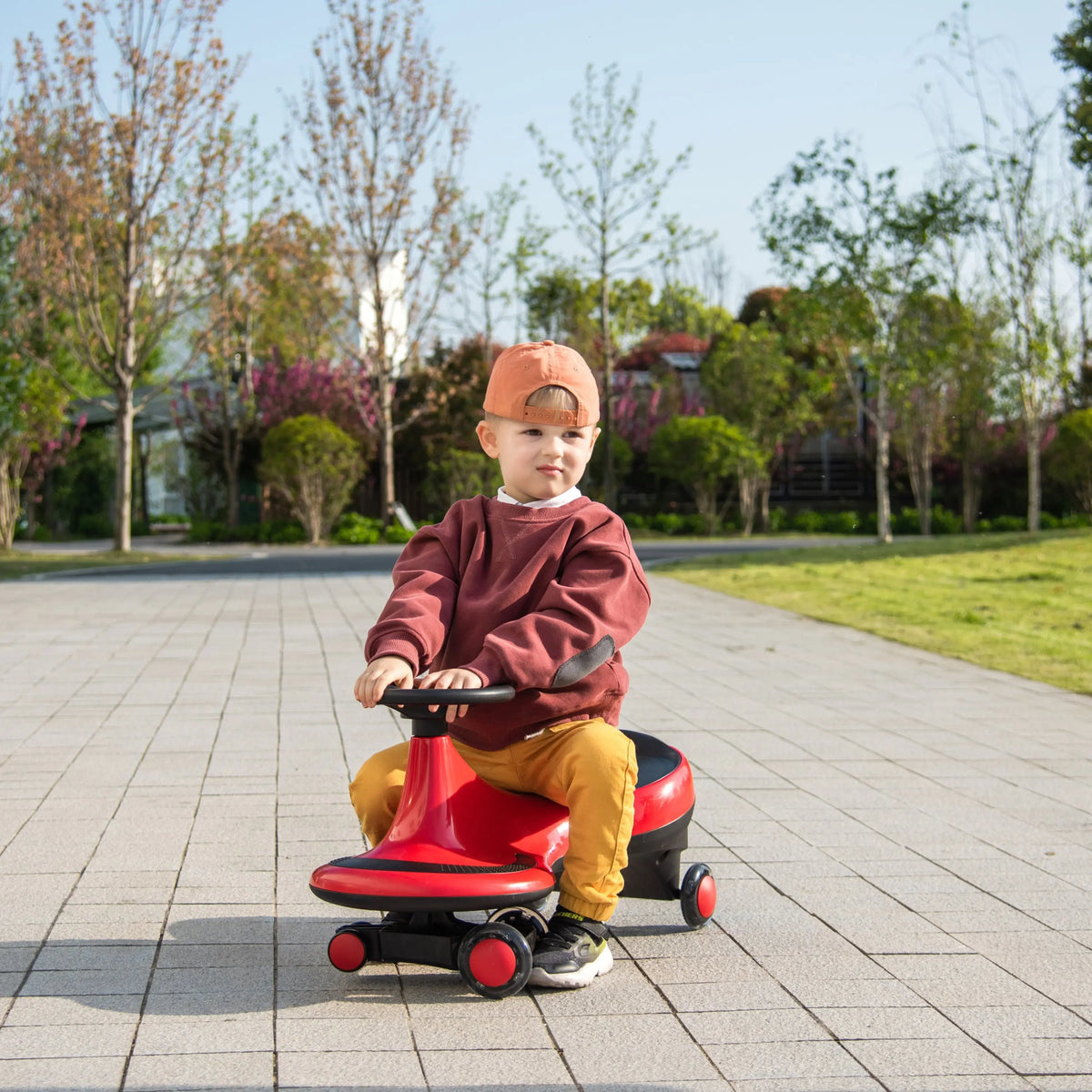 Swing Car with Flashing Wheels Red