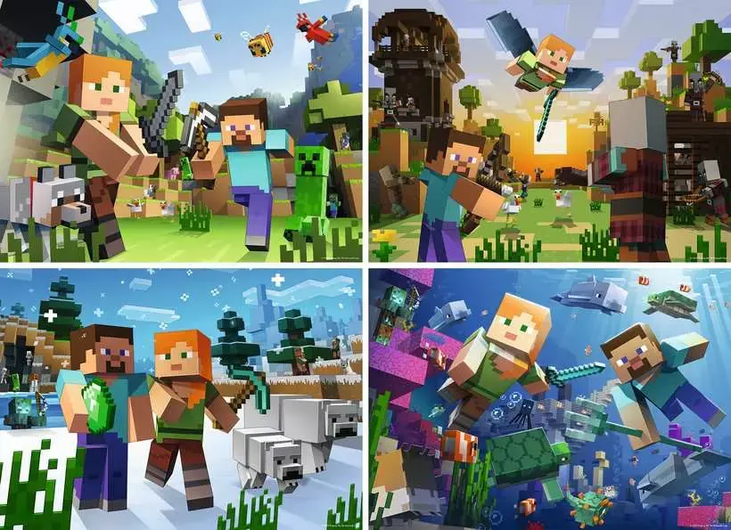 Ravensburger Ravensburger Puzzle Bumper Pack 4 x 100pc Minecraft