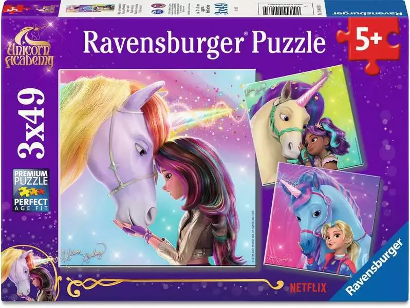 Ravensburger Ravensburger Puzzle 3x49pc Unicorn Academy