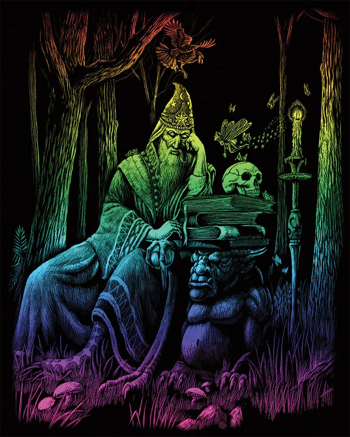 Engraving Art Rainbow Wizard