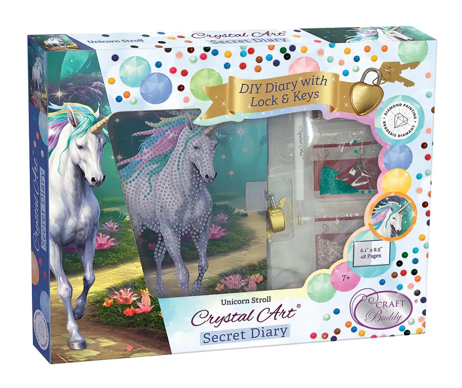 Crystal Art Secret Diary Kit Unicorn Stroll