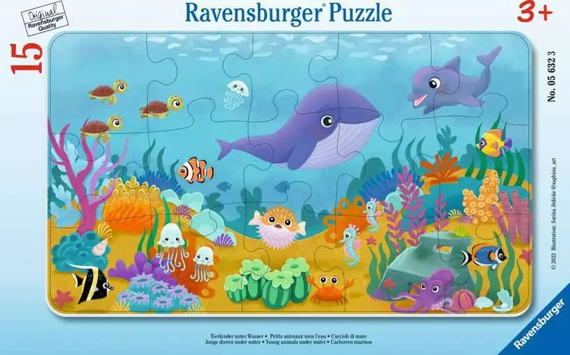 Ravensburger Frame Puzzles 15pc Young Underwater Animals