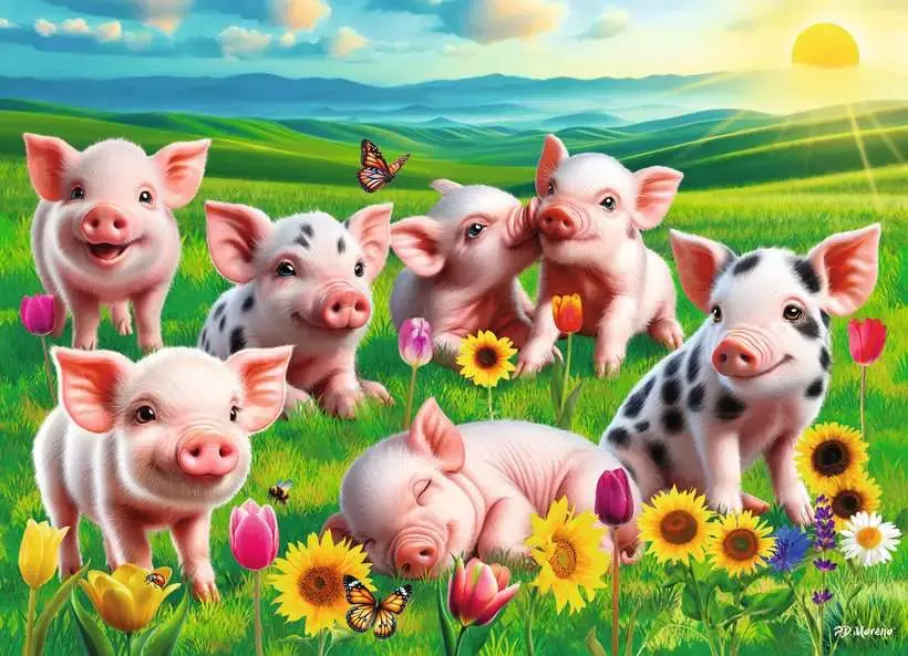 Ravensburger Ravensburger Puzzle 60pc Precious Piglets