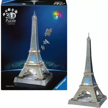Ravensburger Ravensburger 3D Puzzle Iconics Eiffel Tower Night Ed. 216pc
