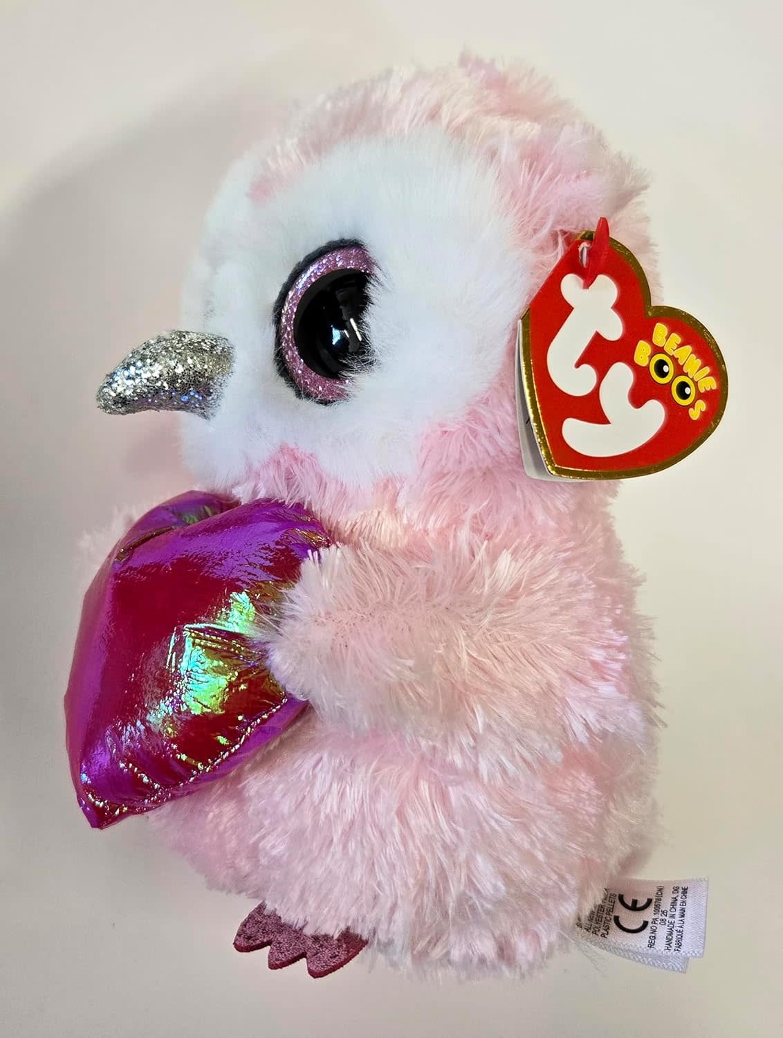 Ty Ty Beanie Boo Regular Whisper Owl with Heart