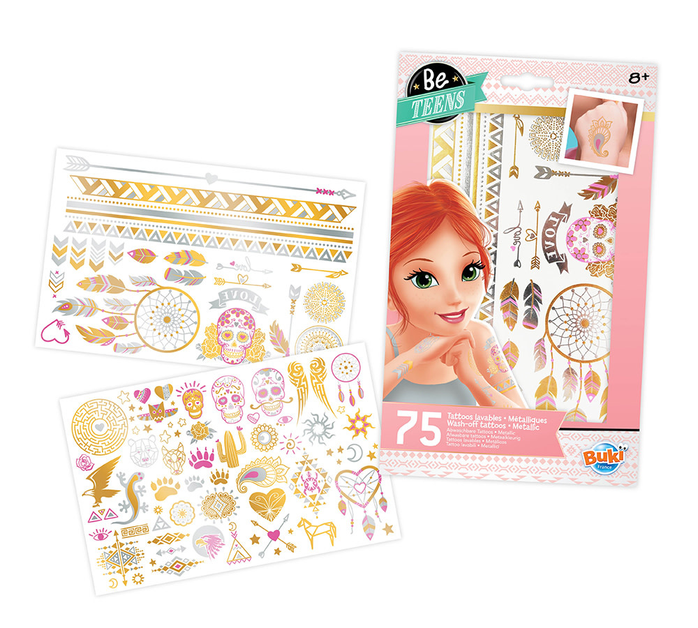 Buki France Be Teens 75 Washable Tattoos Pink