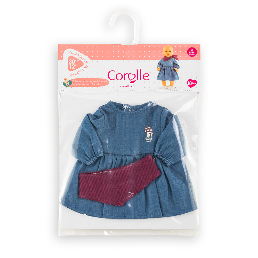 Corolle Doll Outfit Little Explorer Jean Dress & Scarf
