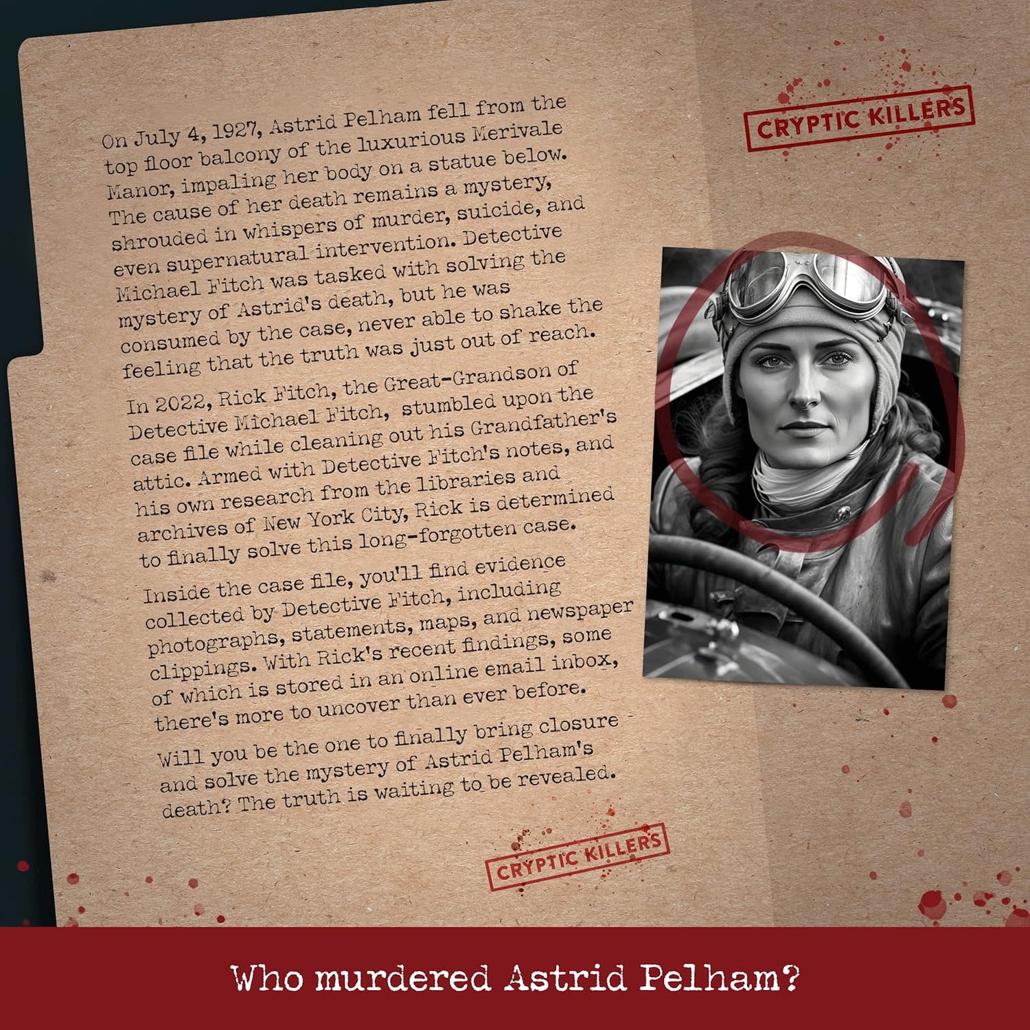 Gamewright Cryptic Killers Game Murder at Merivale Manor